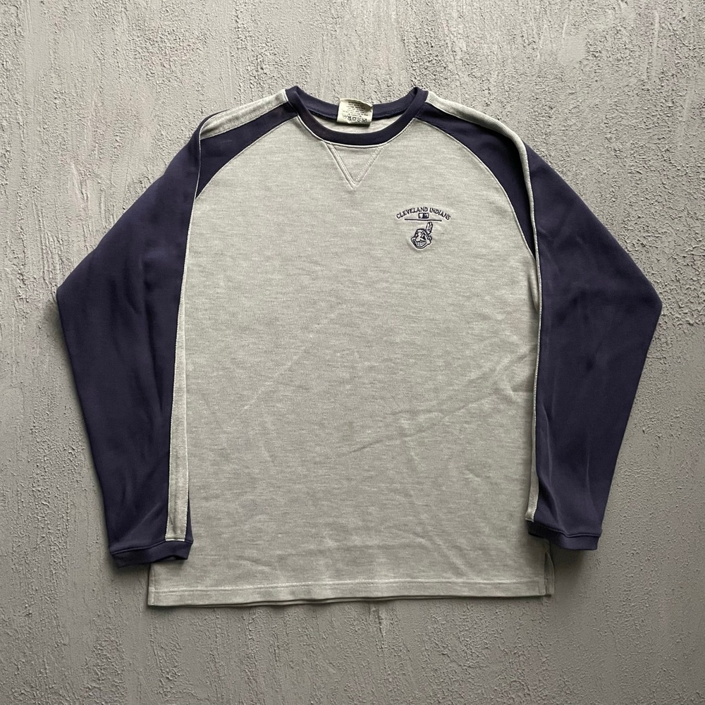 Vintage Cleveland Indians Raglan Long Sleeve Shirt Mens XL Grey 90s Lee Sport